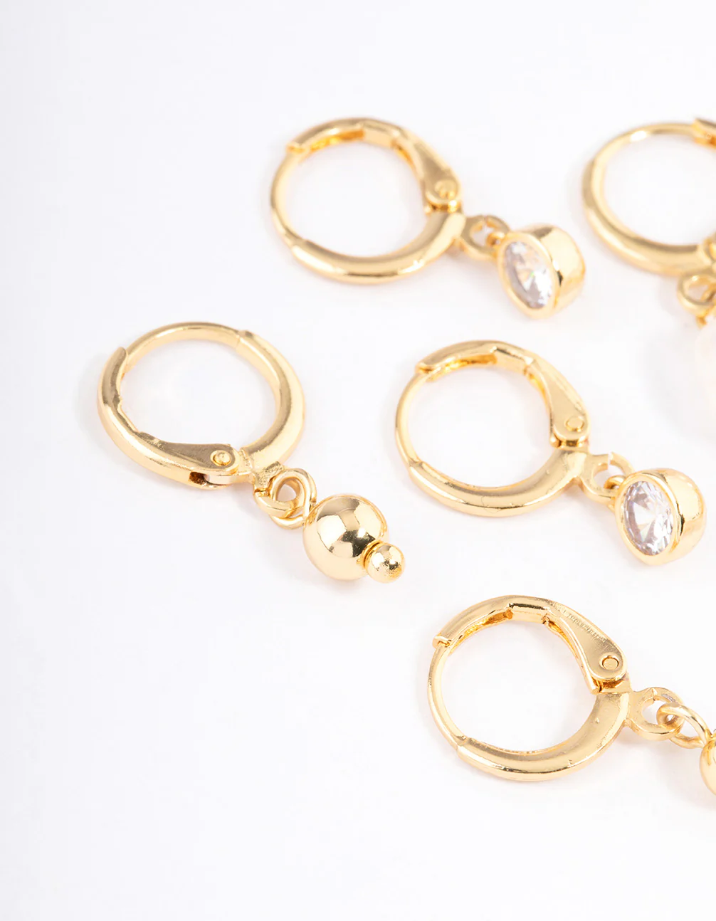 Gold Plated Brass Pearl Drop Earrings Pack - Image 3