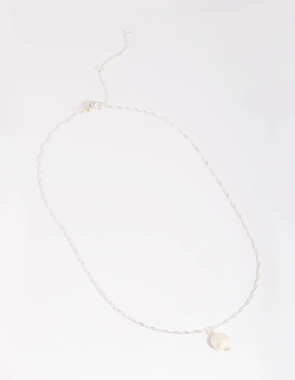 Silver Plated Brass Flat Pearl Necklace - Image 3