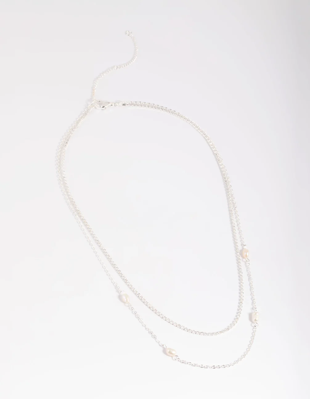Silver Plated Brass Pearl Layered Necklace - Image 2