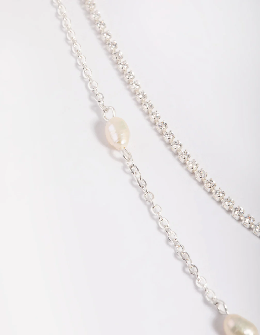 Silver Plated Brass Pearl Layered Necklace - Image 3