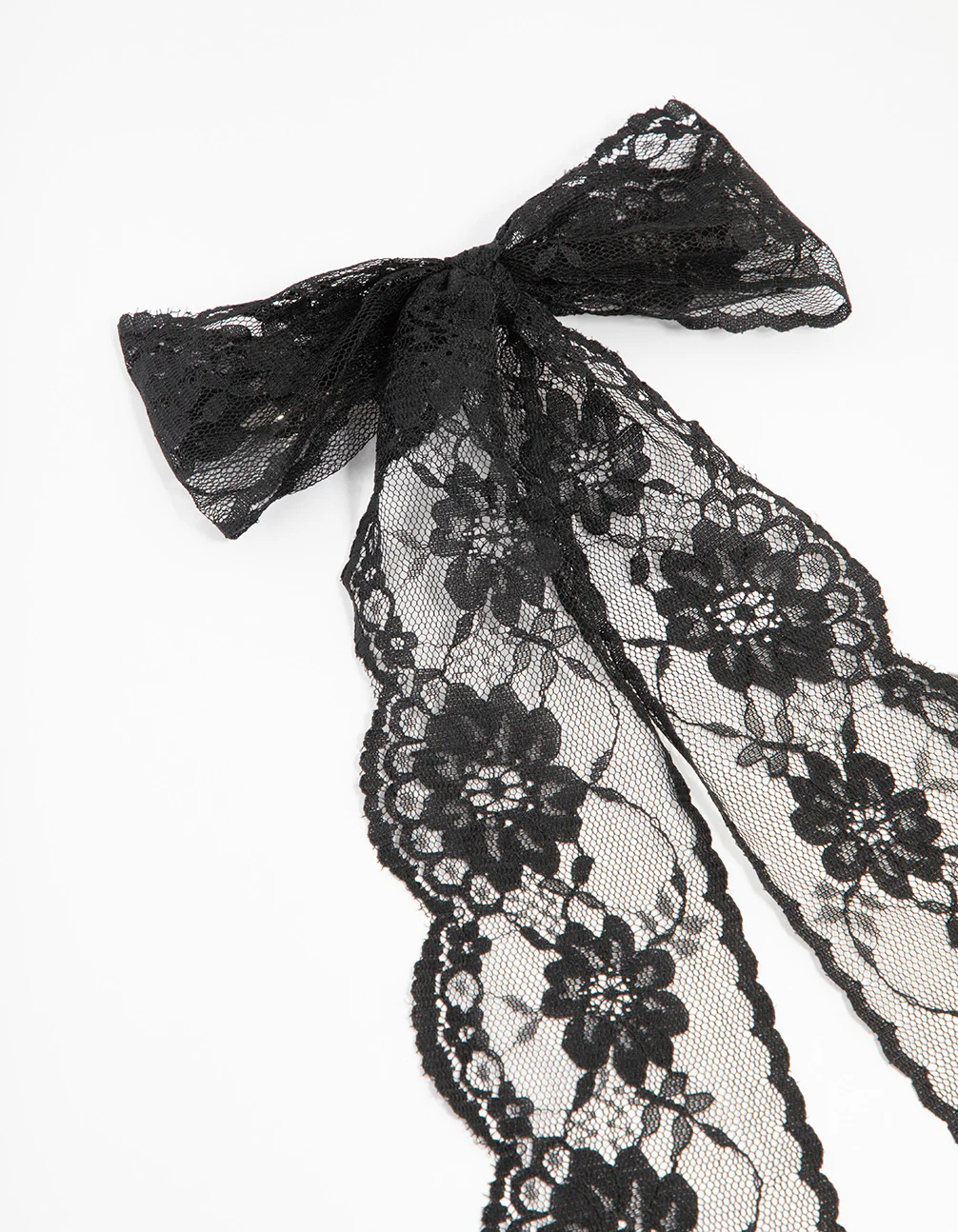 Black Lace Fabric Medium Bow Clip - Image 2