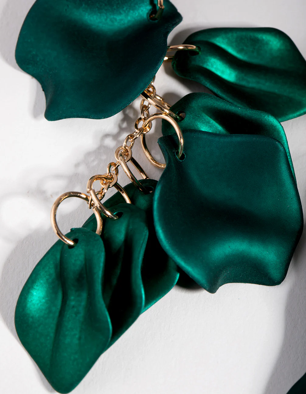 Matte Green Petal Drop Earrings - Image 4