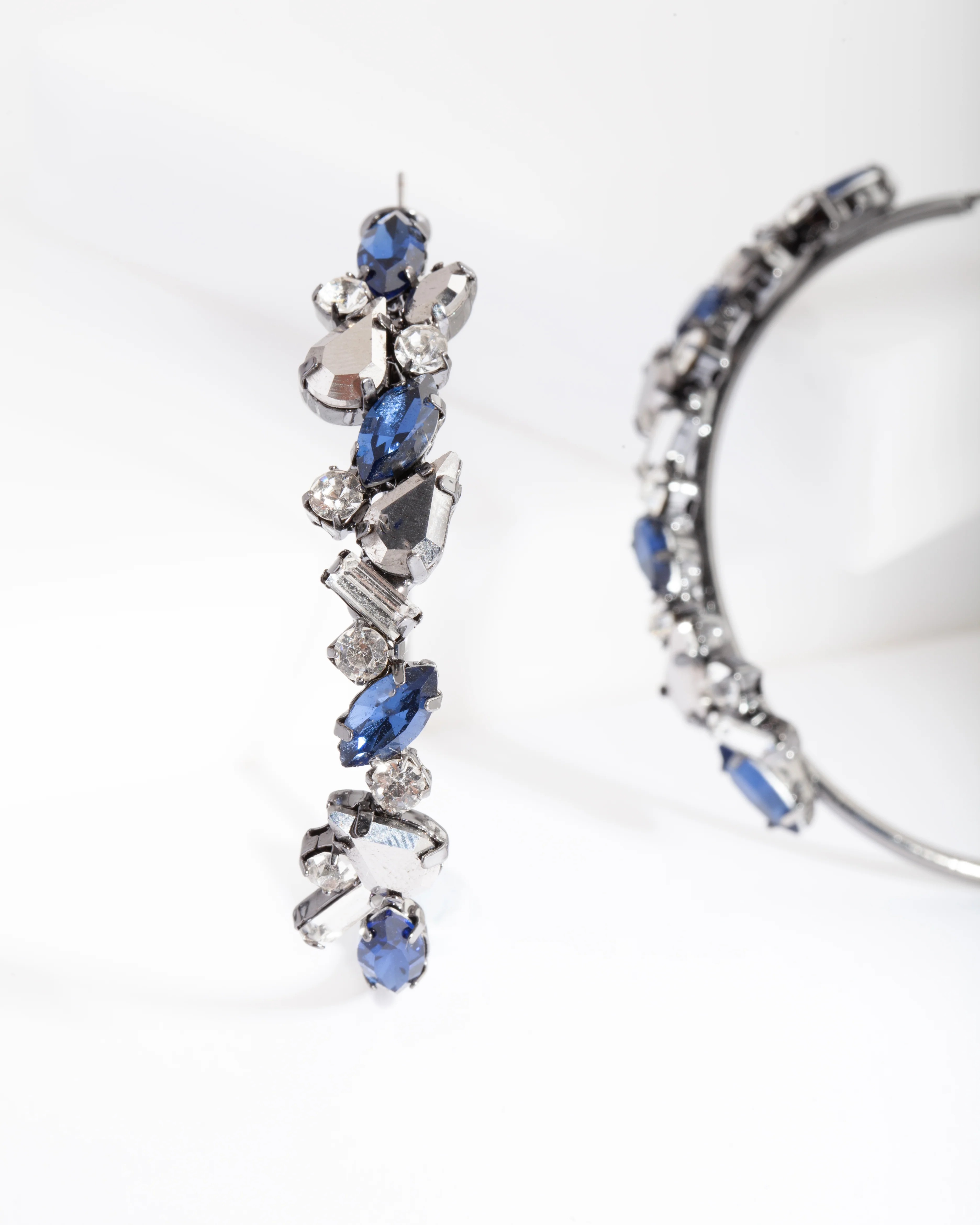 Gunmetal Sapphire Hoop Earrings - Image 2