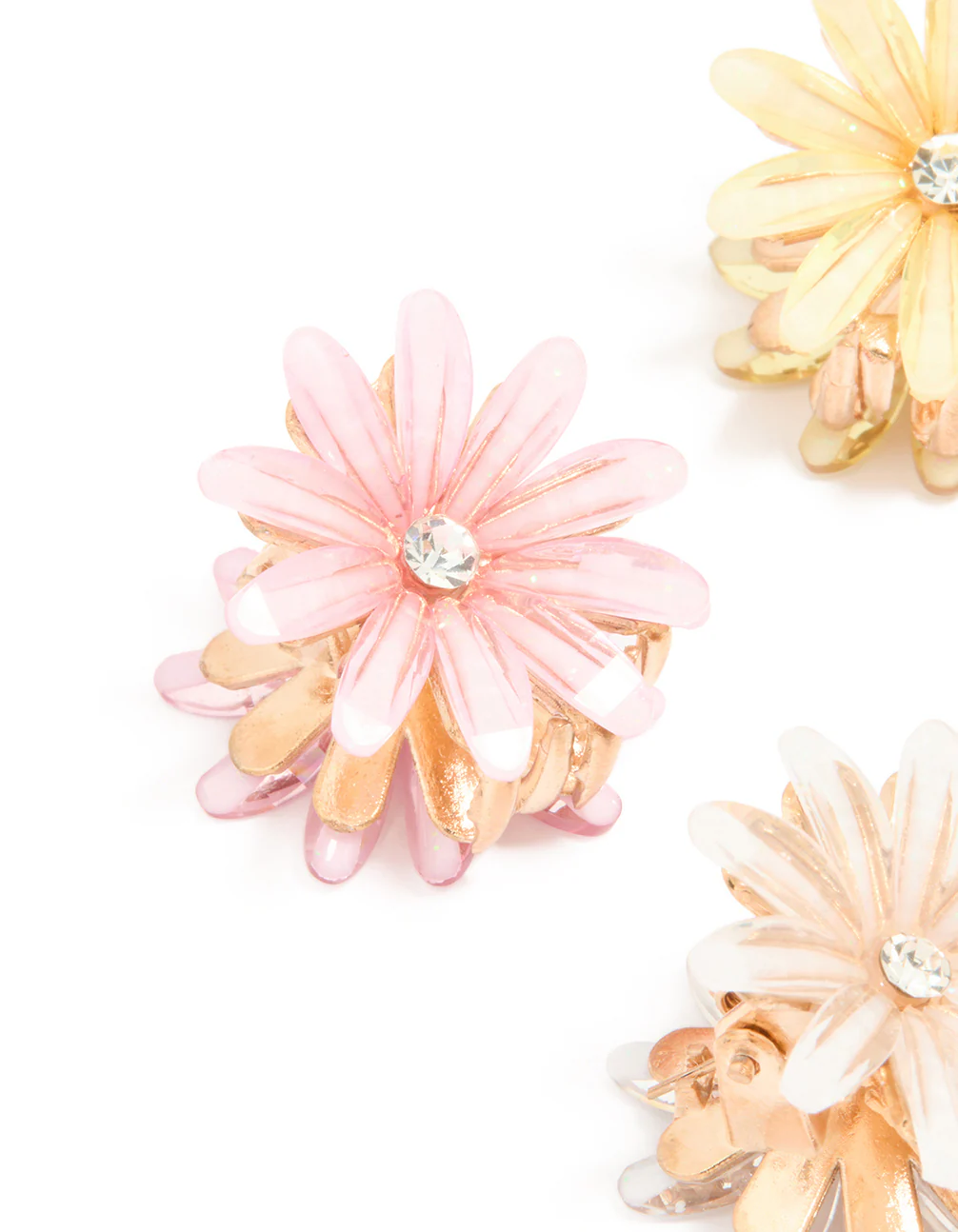 Mixed Daisy Facet Claw Clips 4-Pack - Image 2