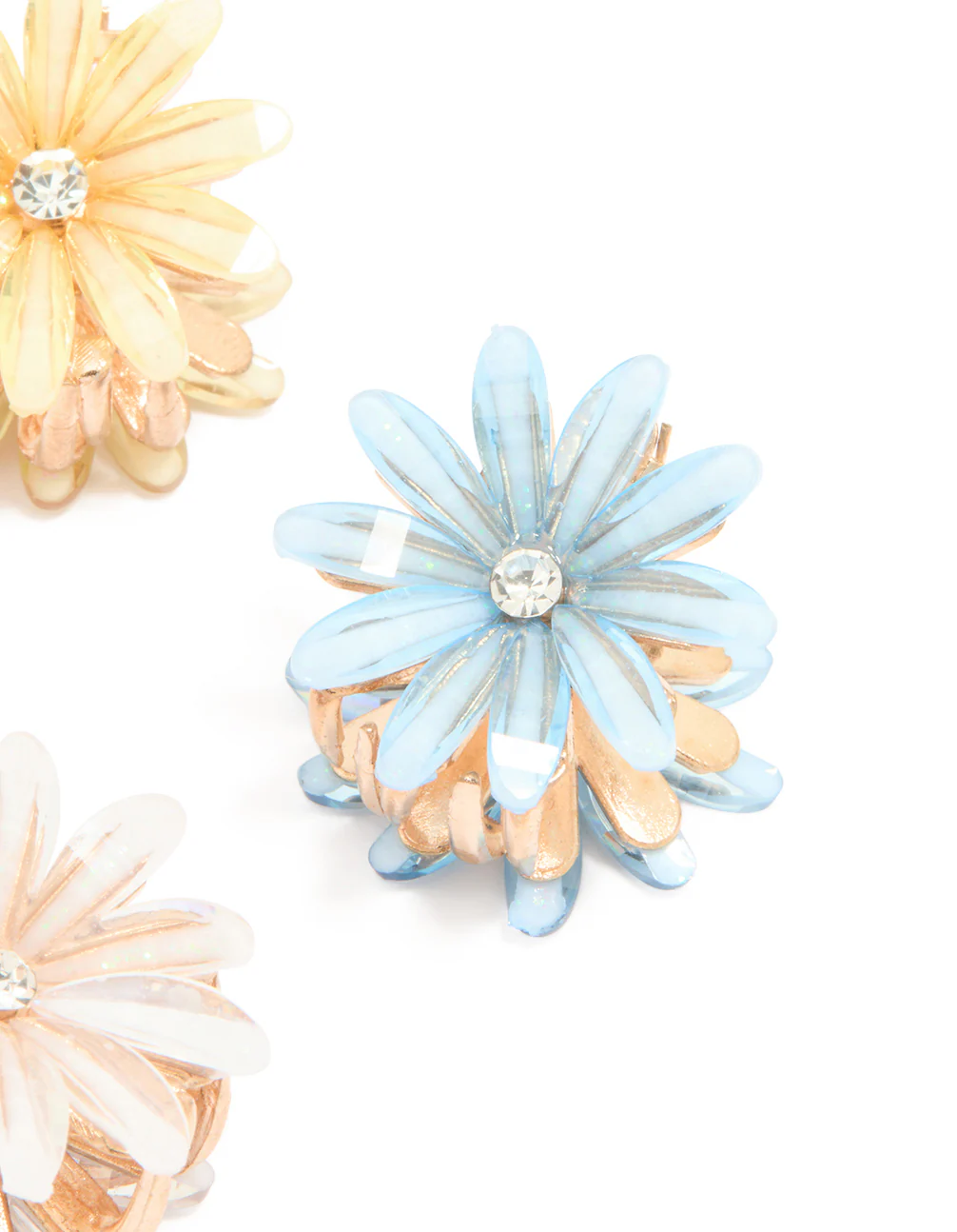 Mixed Daisy Facet Claw Clips 4-Pack - Image 3