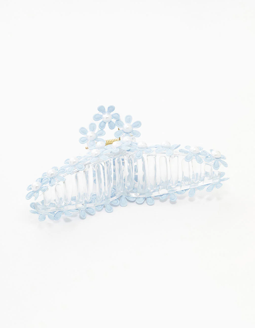 Mixed Flower Blue Pearl Loop Claw Clip - Image 2