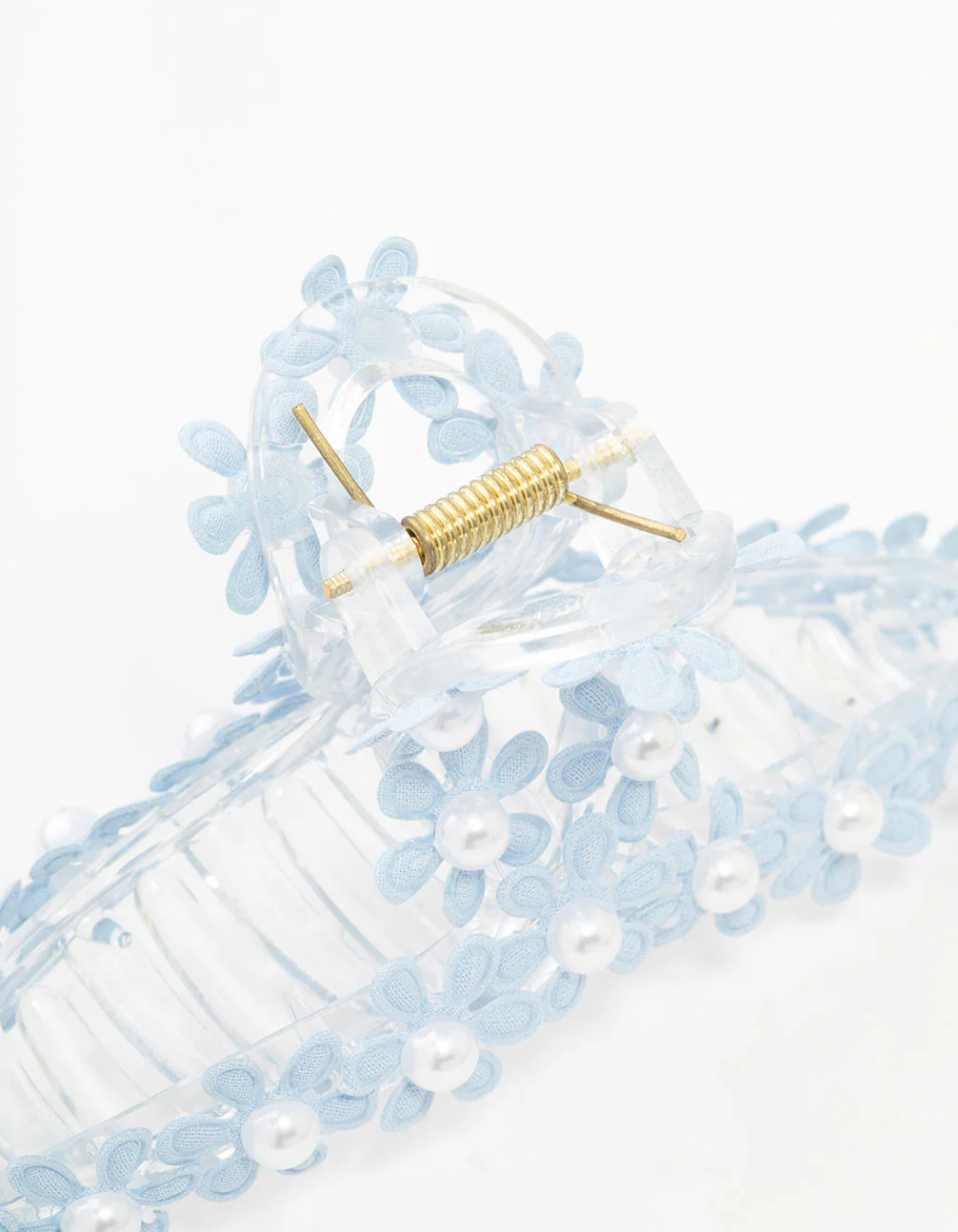 Mixed Flower Blue Pearl Loop Claw Clip - Image 3