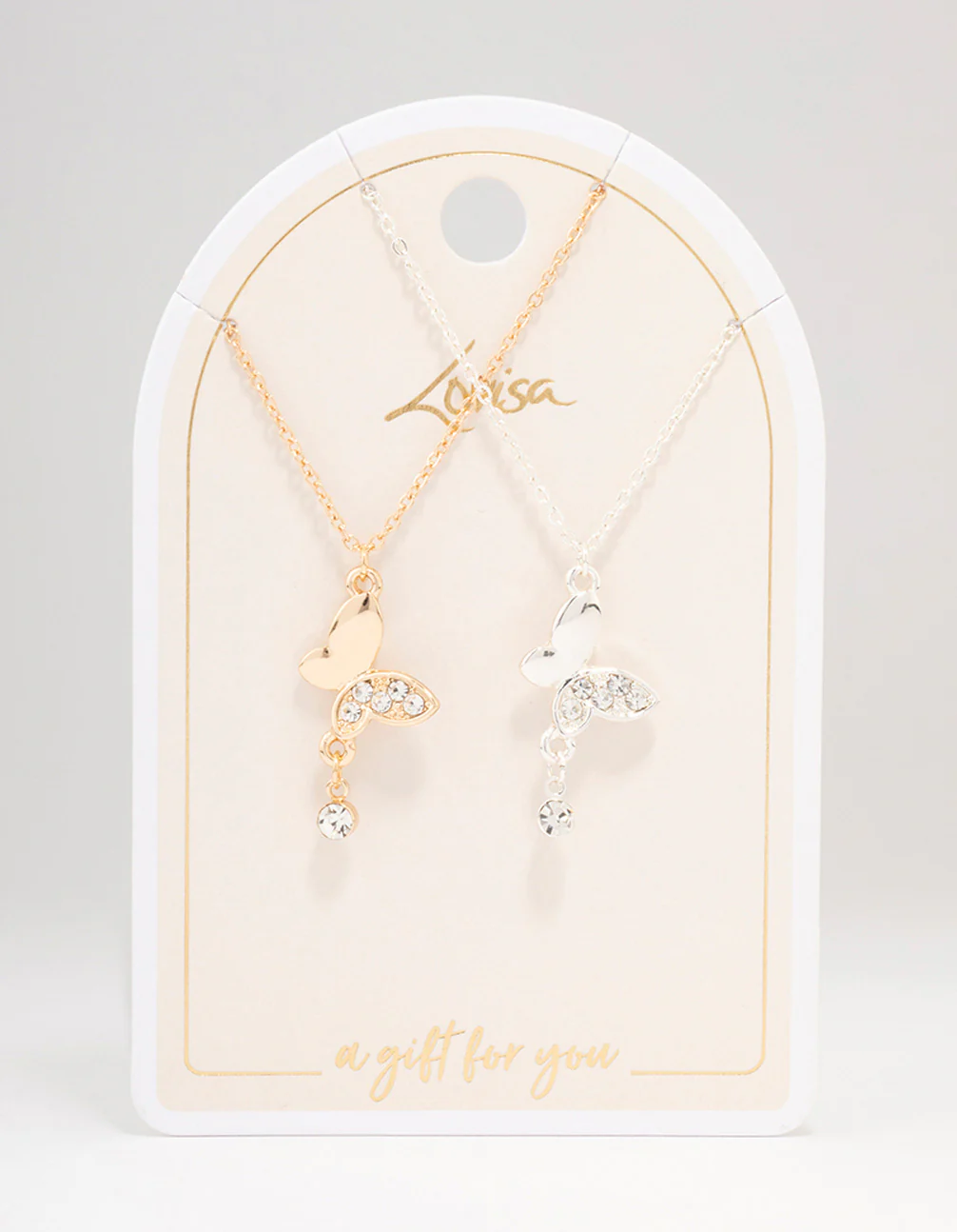 Mixed Metal Butterfly Diamante Necklace Pack - Image 2