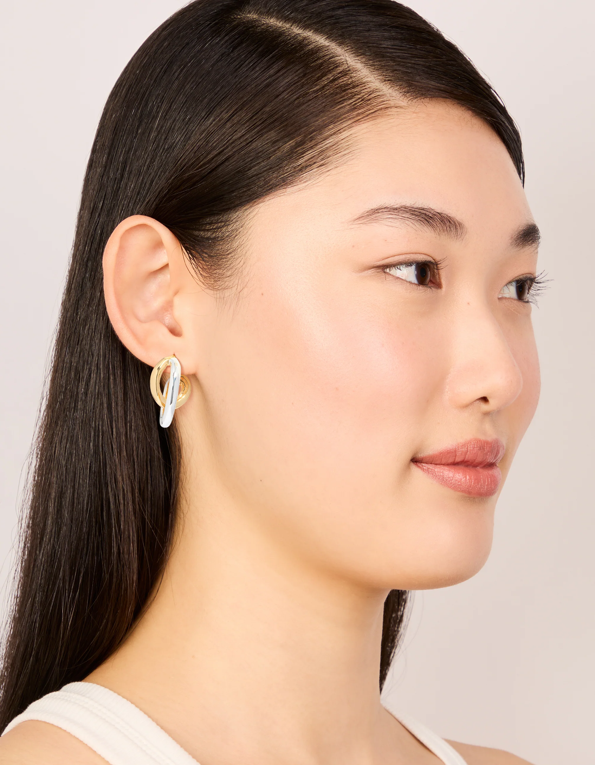 Mixed Metal Plated Medium Twist Hoop Earrings - Image 3