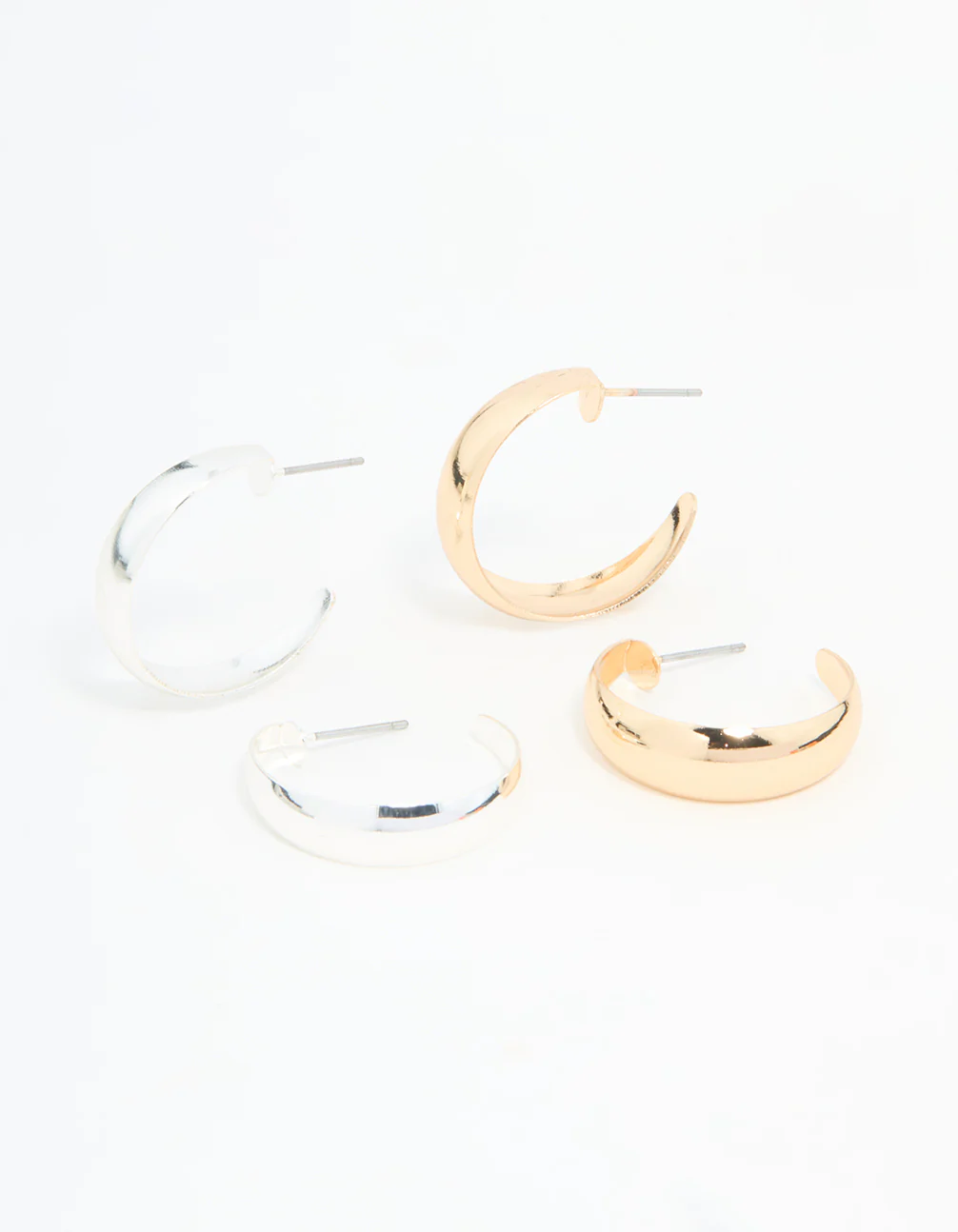 Mixed Metal Teardrop & Round Hoop Earrings 2-Pack