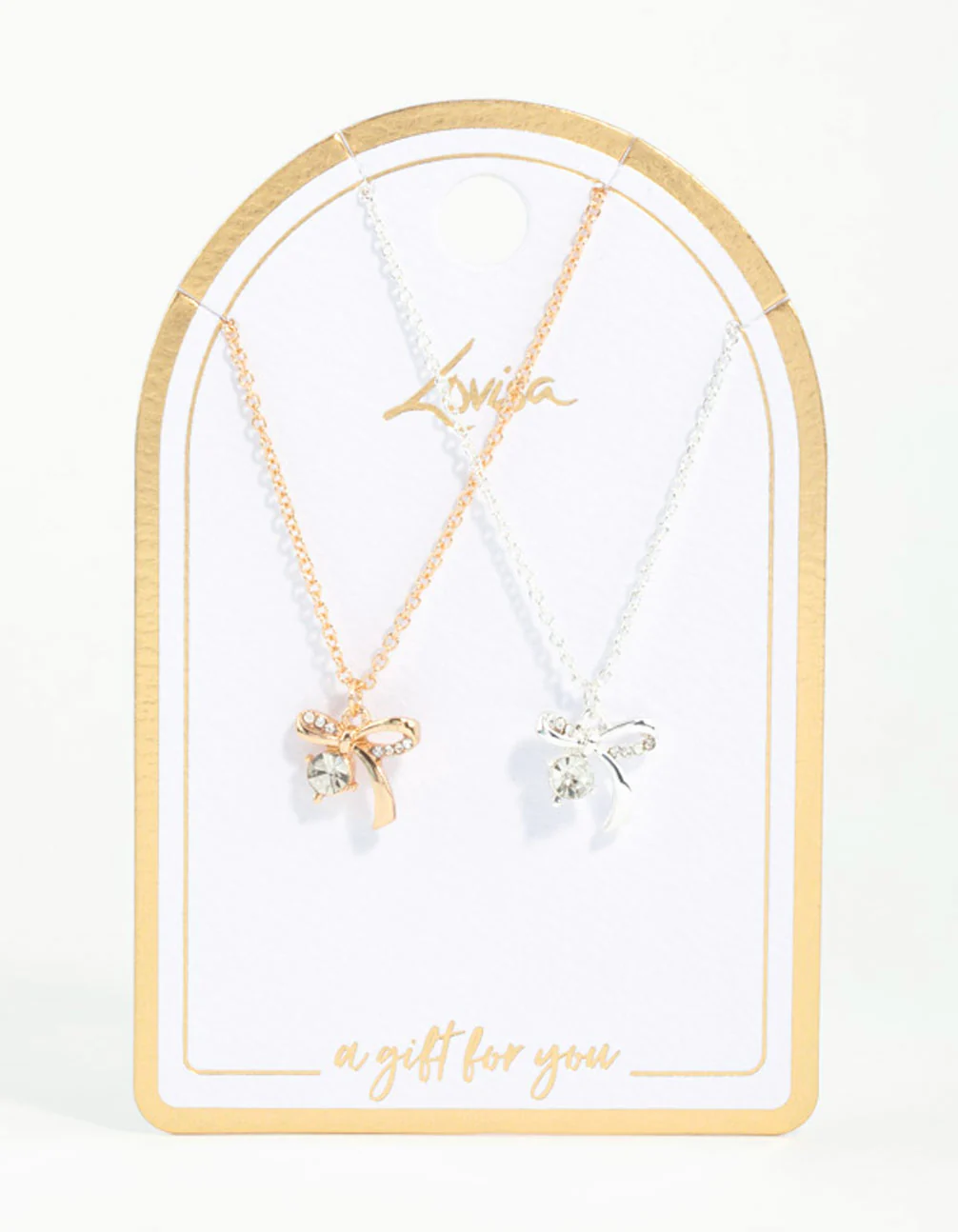 Mixed Metals Bow with Diamante Necklaces 2-Pack - Image 2