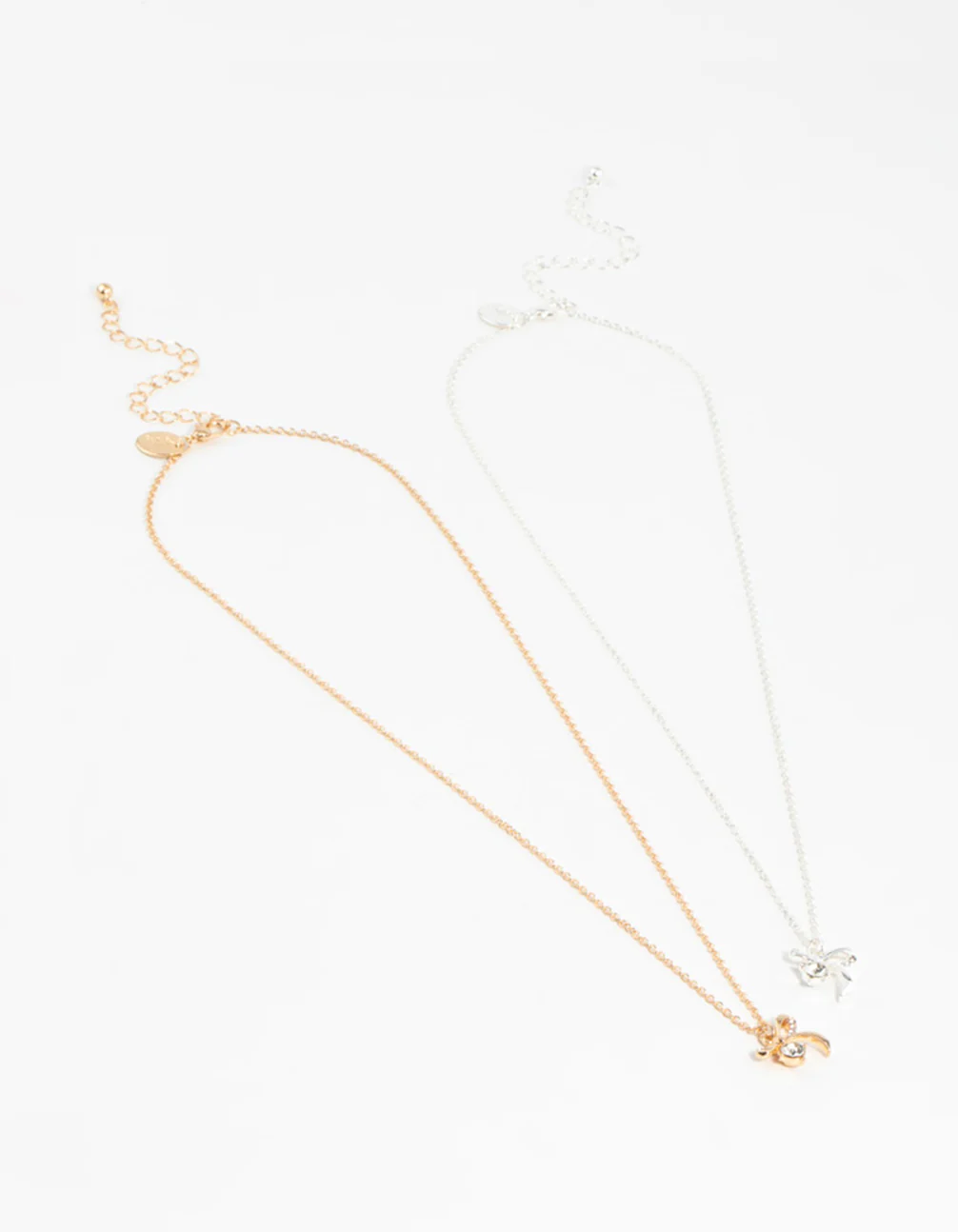 Mixed Metals Bow with Diamante Necklaces 2-Pack - Image 3