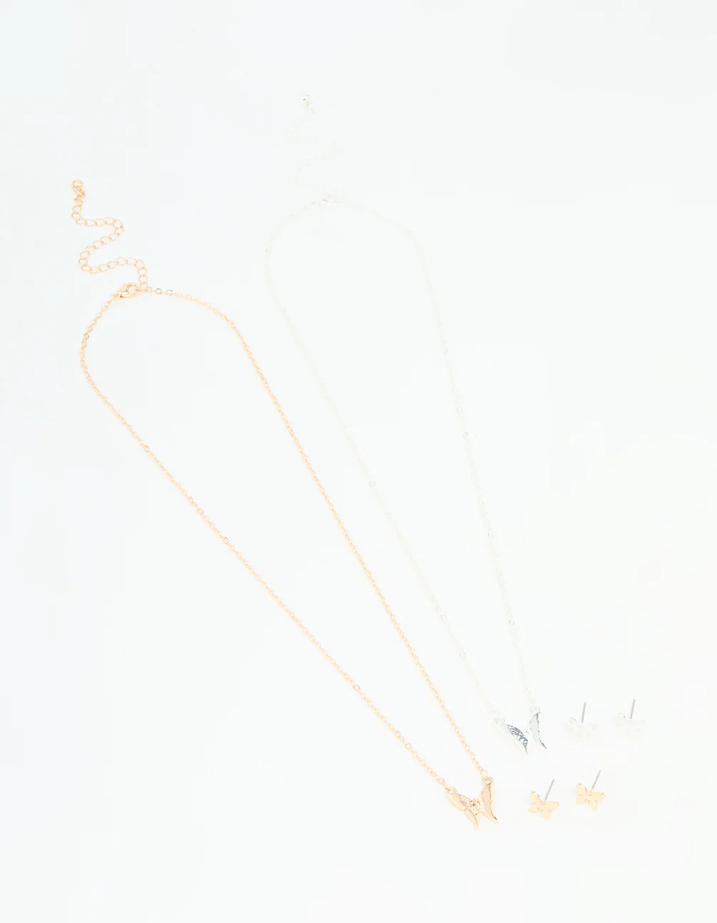 Mixed Metals Butterfly Necklace & Earrings Set - Image 2