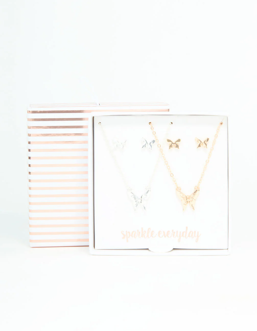Mixed Metals Butterfly Necklace & Earrings Set - Image 3