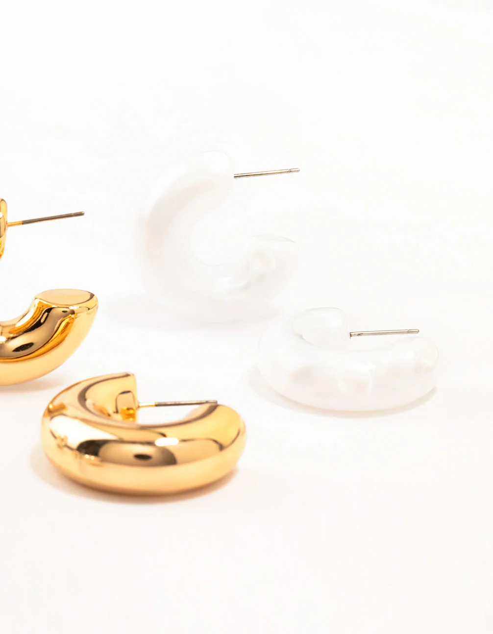 Mixed Metals Chubby Hoop Earrings 3-Pack - Image 3