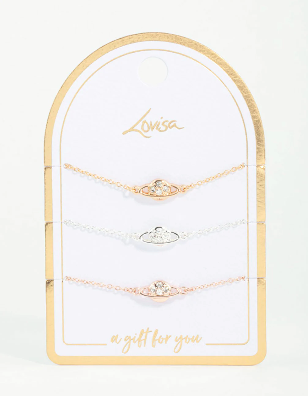 Mixed Metals Diamante Planet Bracelets 3-Pack - Image 2