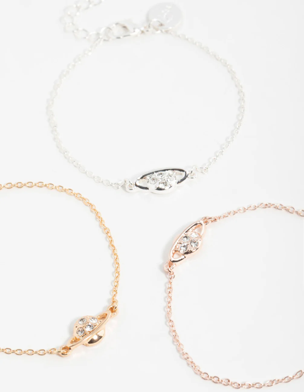 Mixed Metals Diamante Planet Bracelets 3-Pack - Image 3