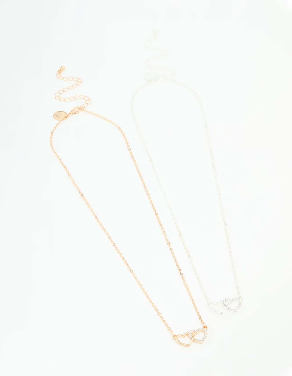 Mixed Metals Double Heart Necklaces 2-Pack - Image 2