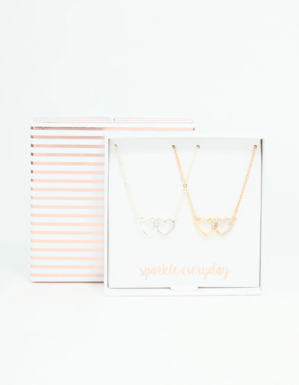 Mixed Metals Double Heart Necklaces 2-Pack - Image 3