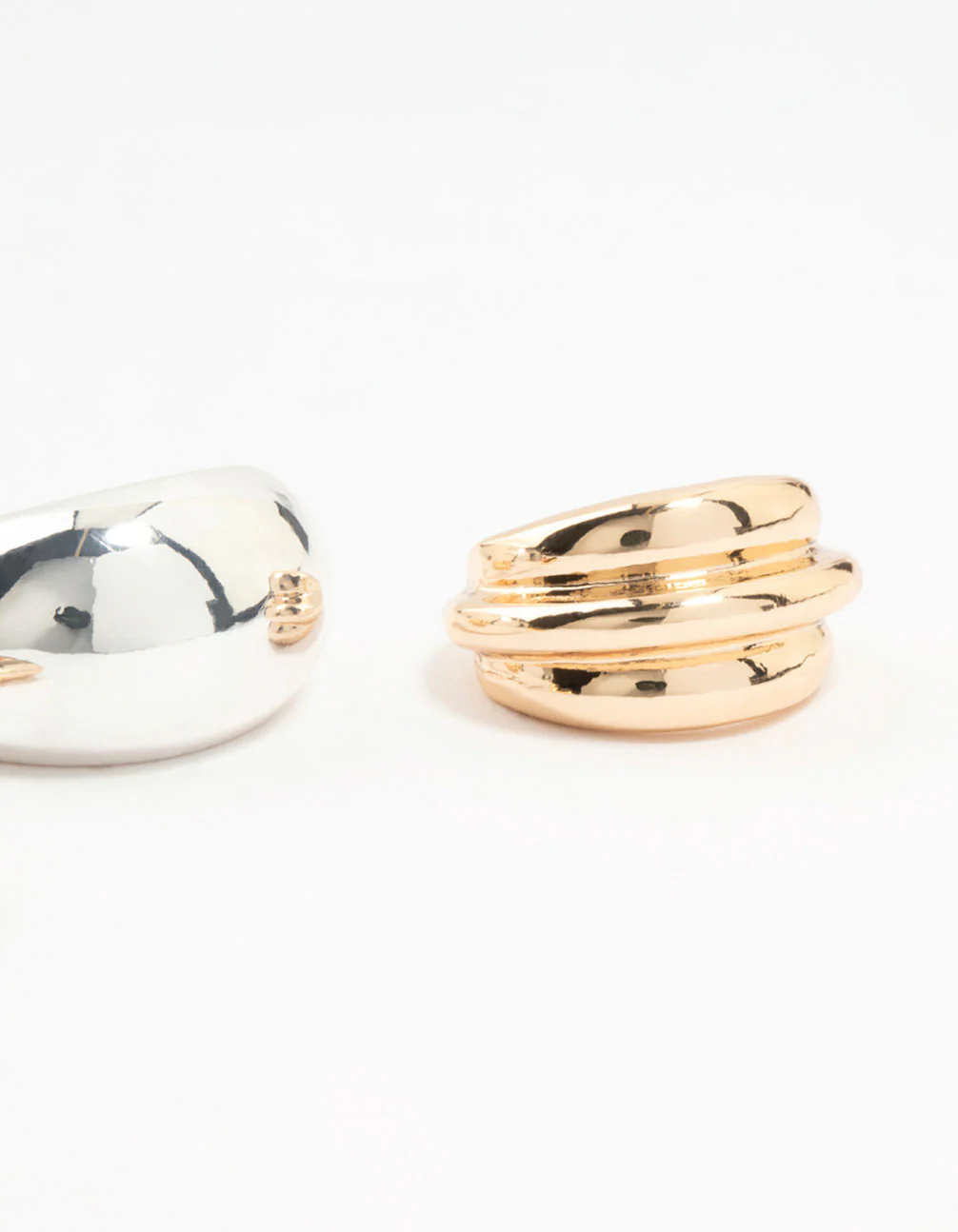 Mixed Metals Gold & Silver Smooth Rings Pack - Image 3