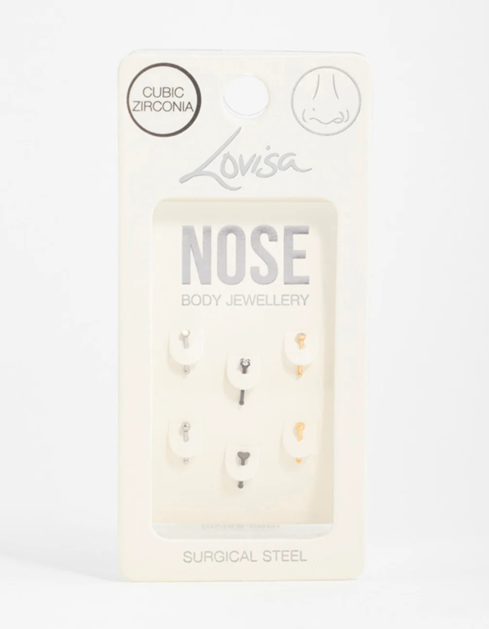 Mixed Metals Heart & Diamante Nose Studs 6-Pack - Image 3