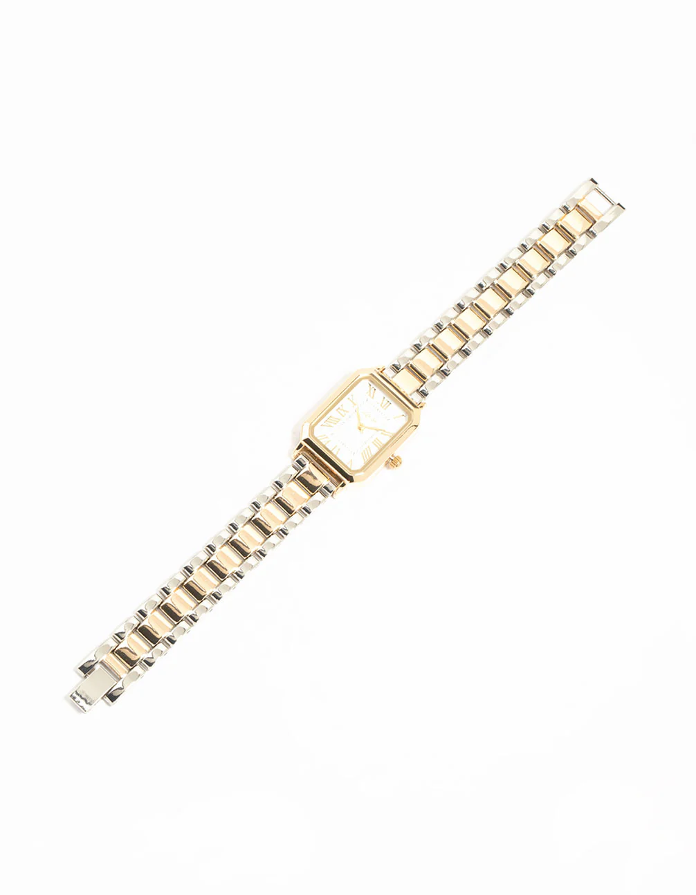Mixed Metals Rectangle Roman Numeral Watch - Image 2