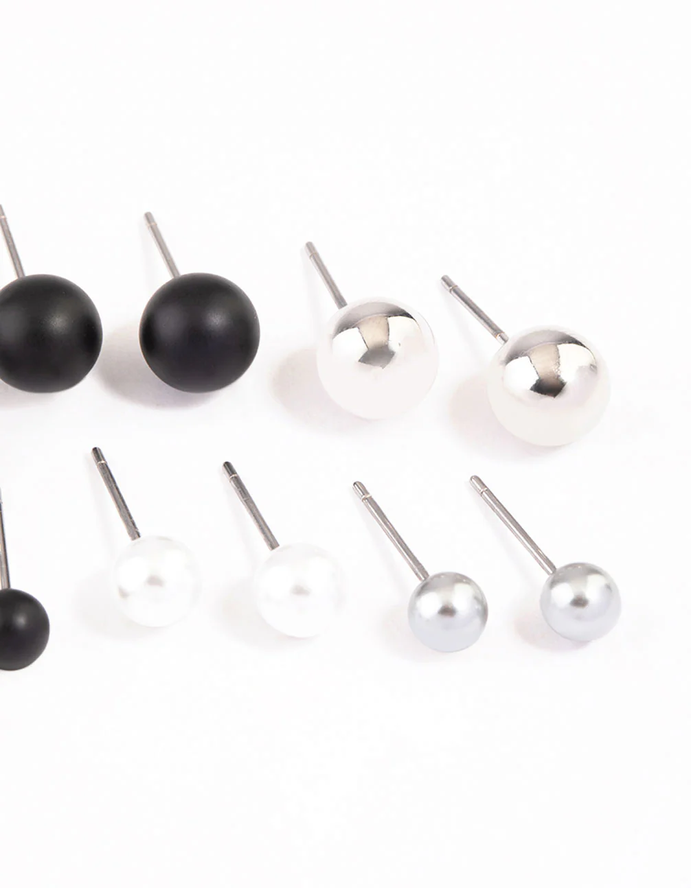 Mixed Metal Pearl & Ball Stud Earrings 8-Pack - Image 3