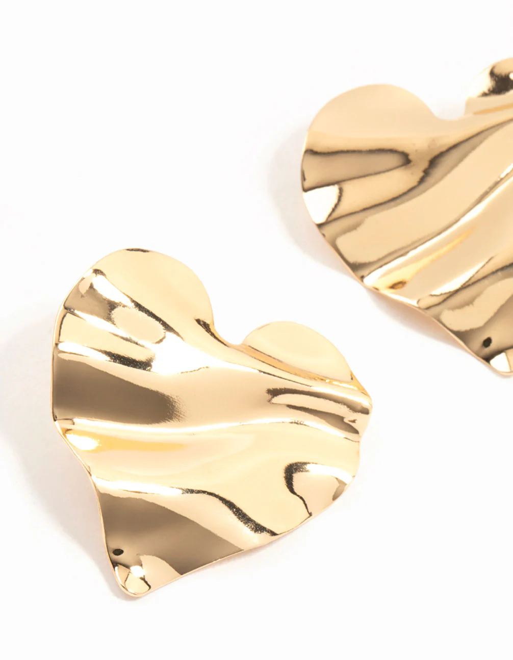 Molten Gold Heart Stud Earrings - Image 2