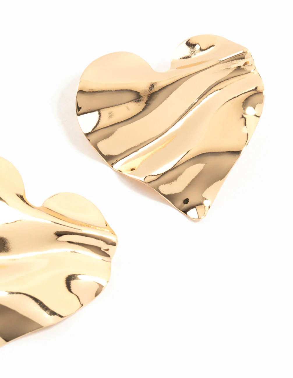 Molten Gold Heart Stud Earrings - Image 3