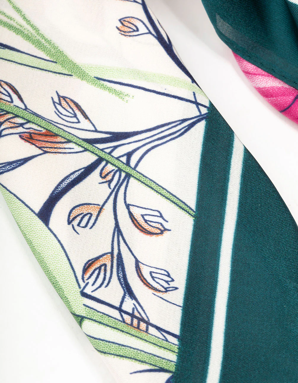 Multicoloured Flower Fabric Orchid Scarf - Image 3