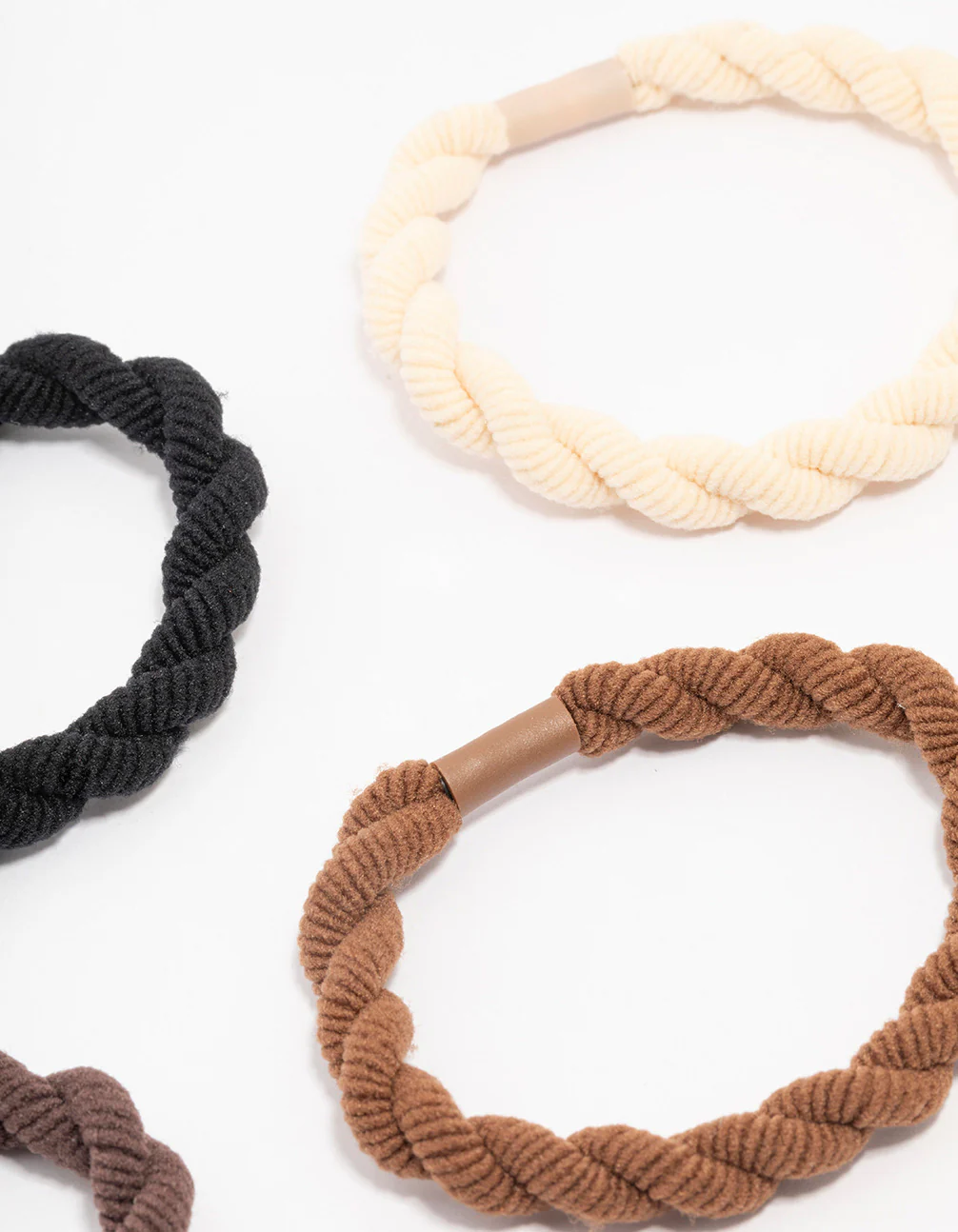 Neutral Fabric Detailed Hair Tie 5-Pack - Image 3