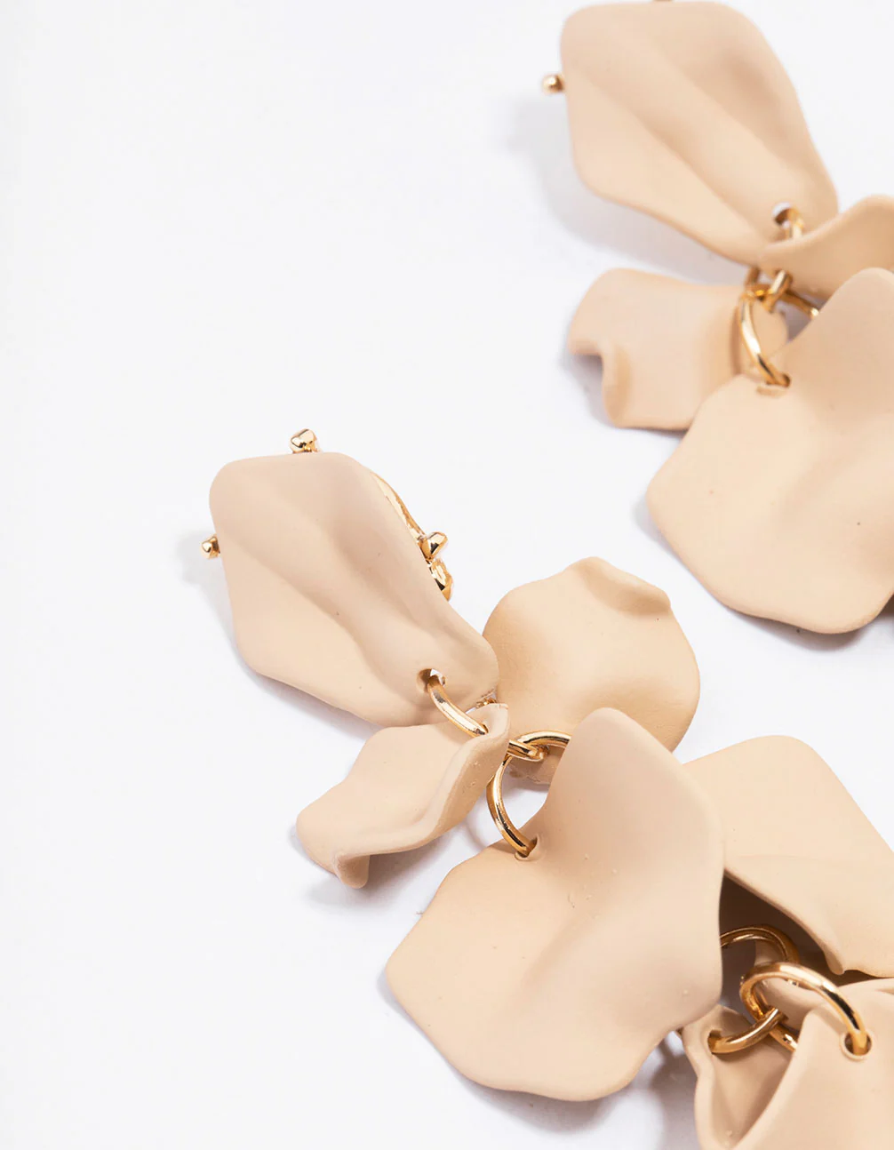 Neutral Petal Statement Drop Earrings - Image 2
