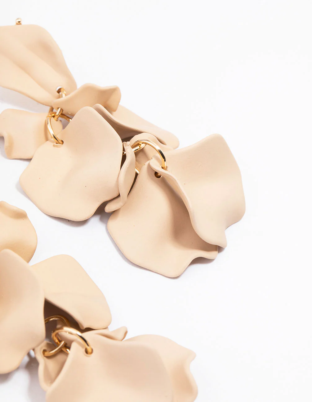 Neutral Petal Statement Drop Earrings - Image 3