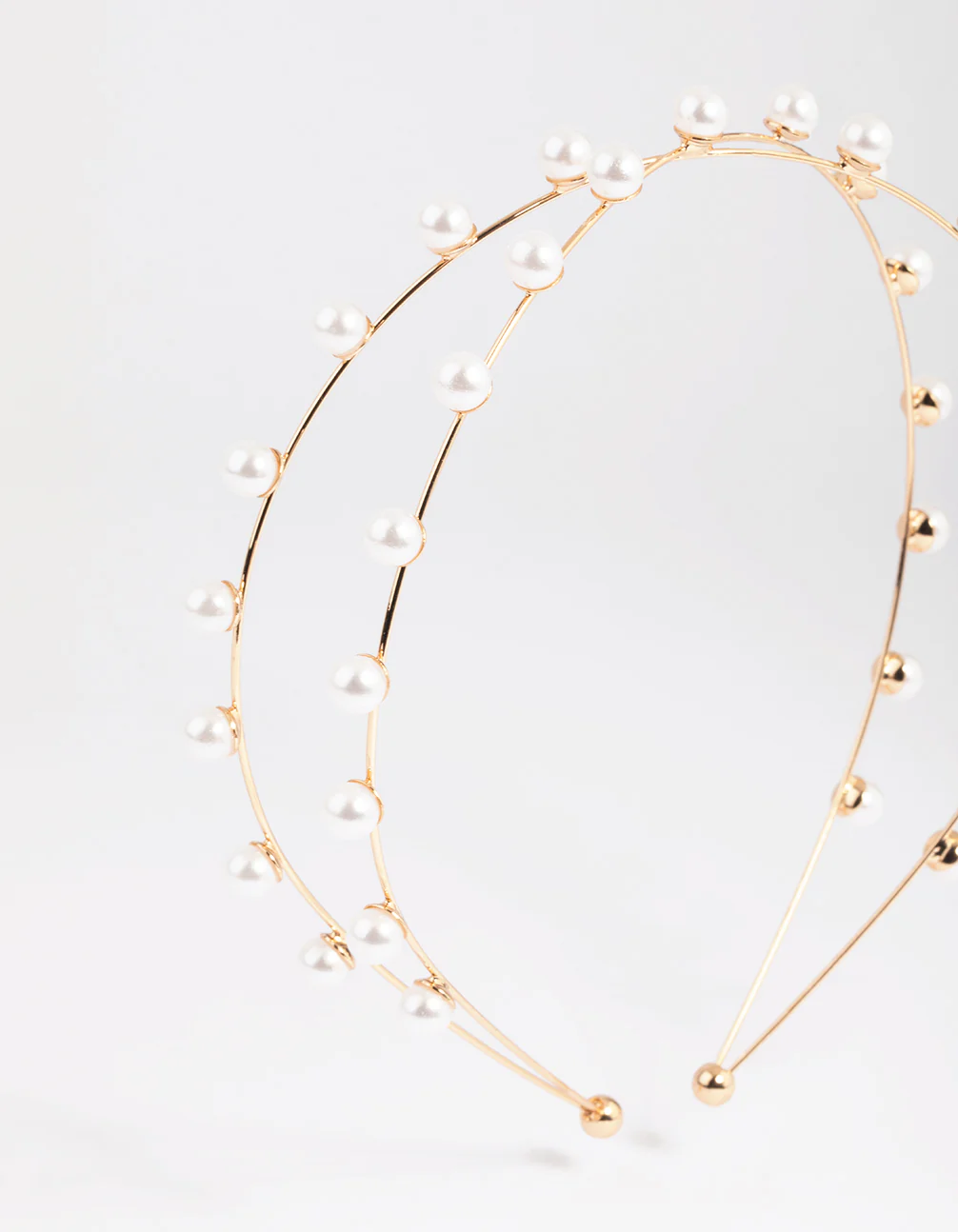 Gold Cross Over Pearl Headband - Image 3