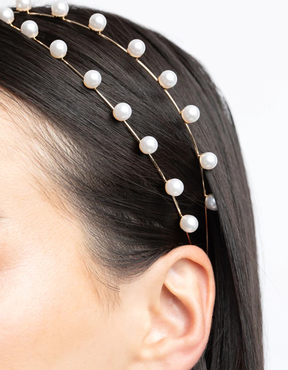 Gold Cross Over Pearl Headband - Image 5