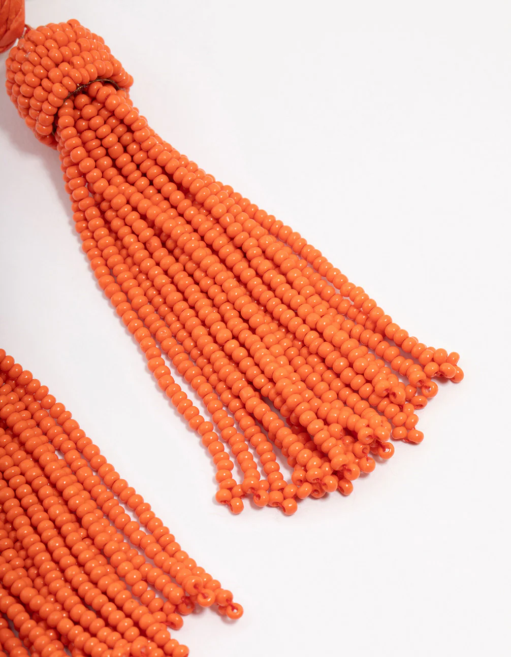 Orange Beaded Layered Fringe Drop Earrings - Image 3