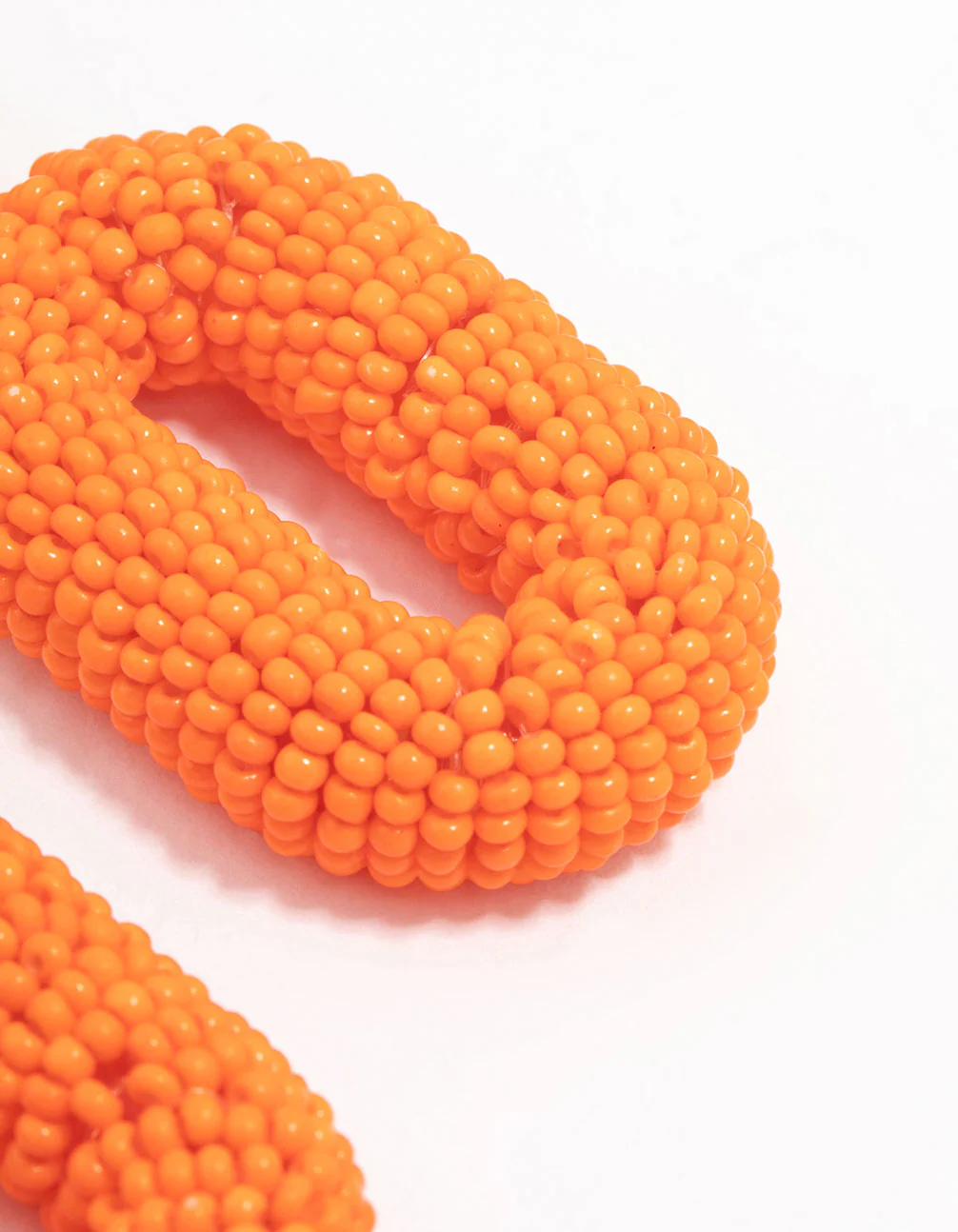 Orange Beaded Oval Drop Earrings - Image 3