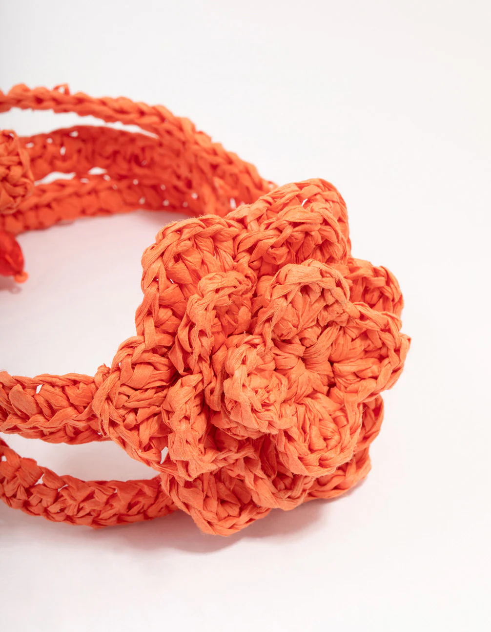 Orange Raffia Flower Choker Necklace - Image 2