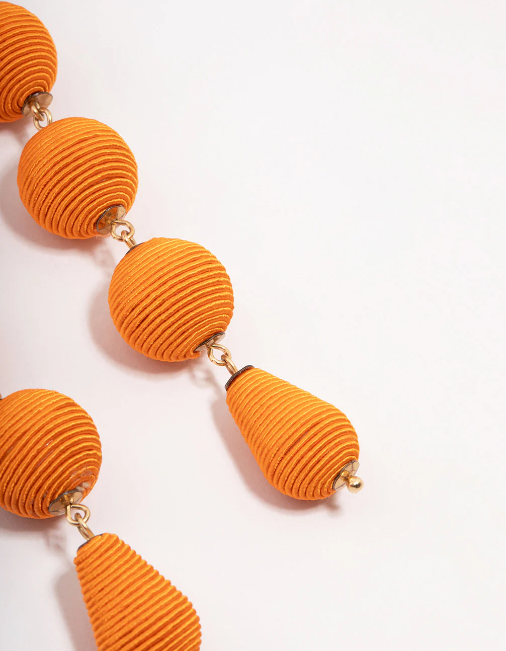Orange Raffia Graduating Ball Drop Earrings - Image 3