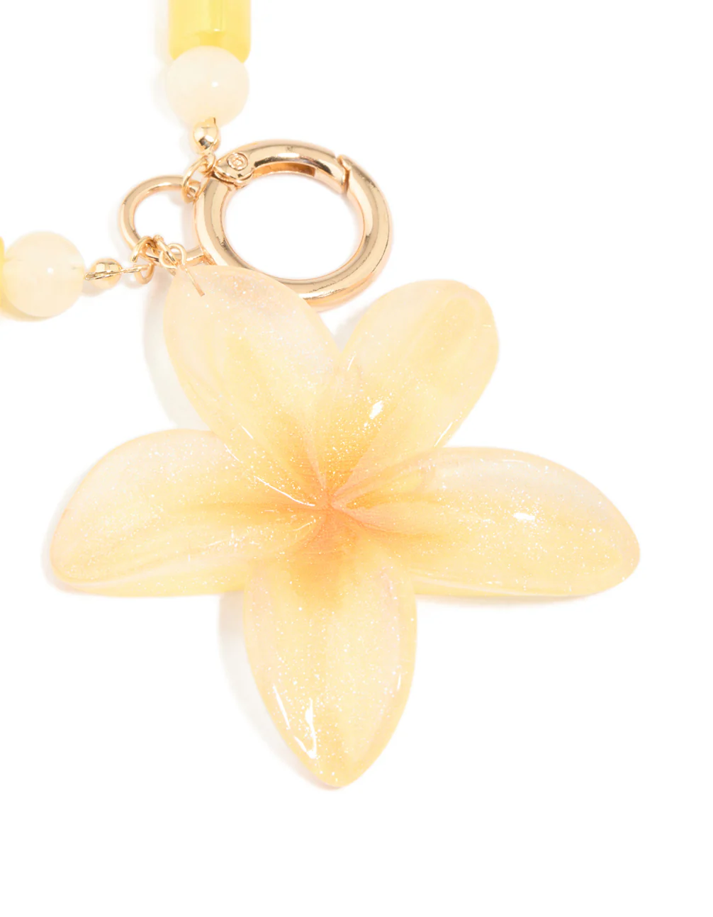 Orange Resin Beaded & Frangipani Flower Key Chain - Image 2
