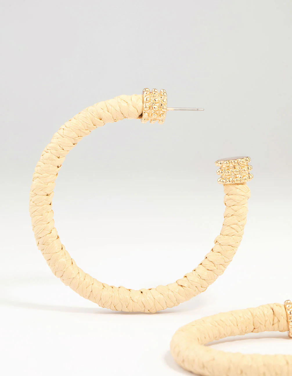 Paper Raffia Wrapped Hoop Earrings - Image 4