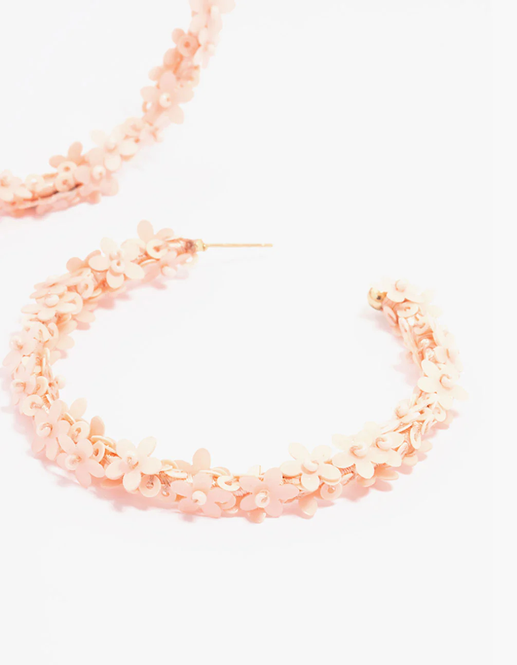Peach Sequin Flower Hoop Earrings - Image 3