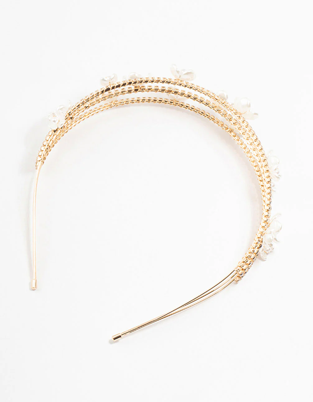 Pearl Flower 3 Row Gold Headband - Image 3