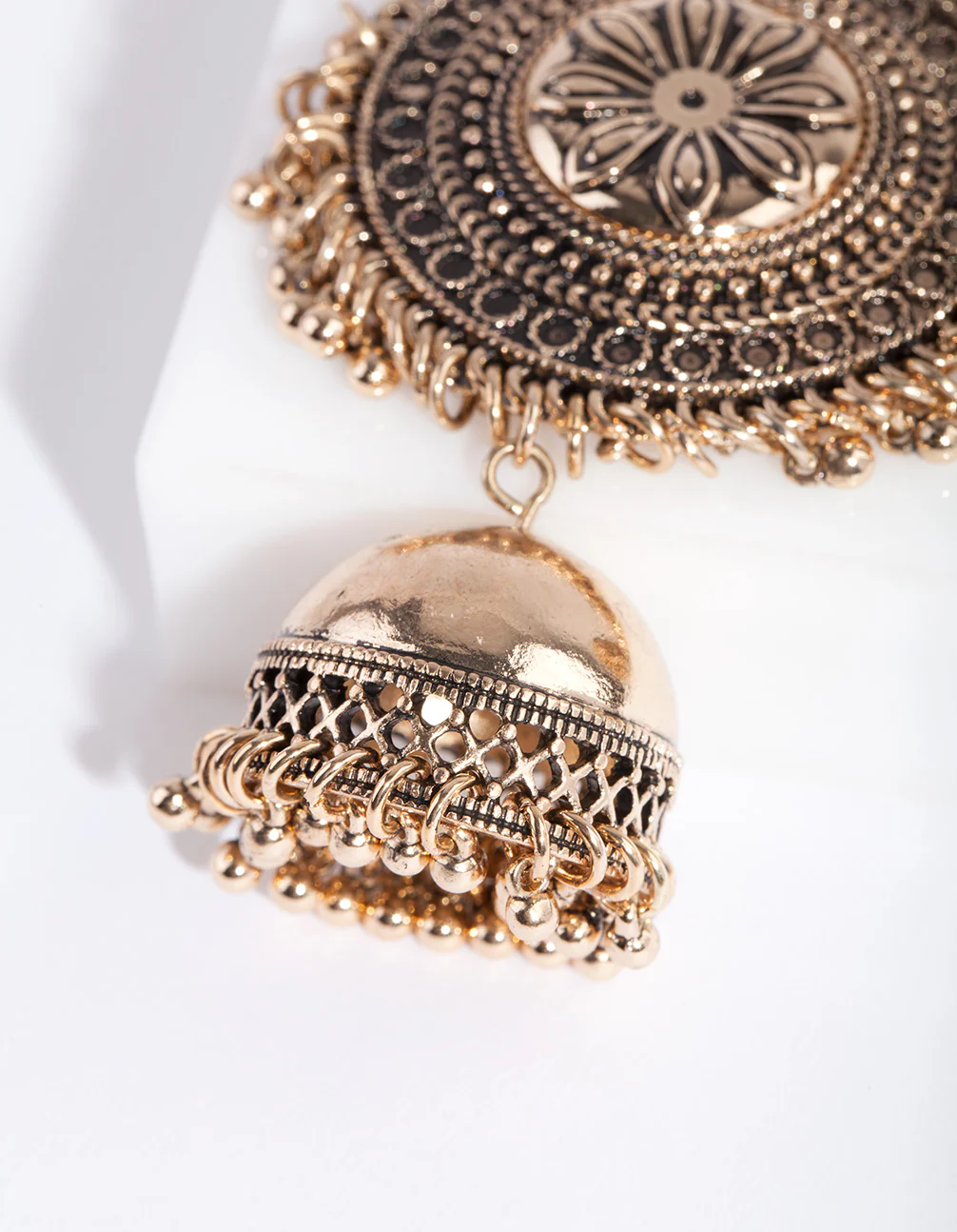 Antique Gold Jhumka Earrings - Image 3