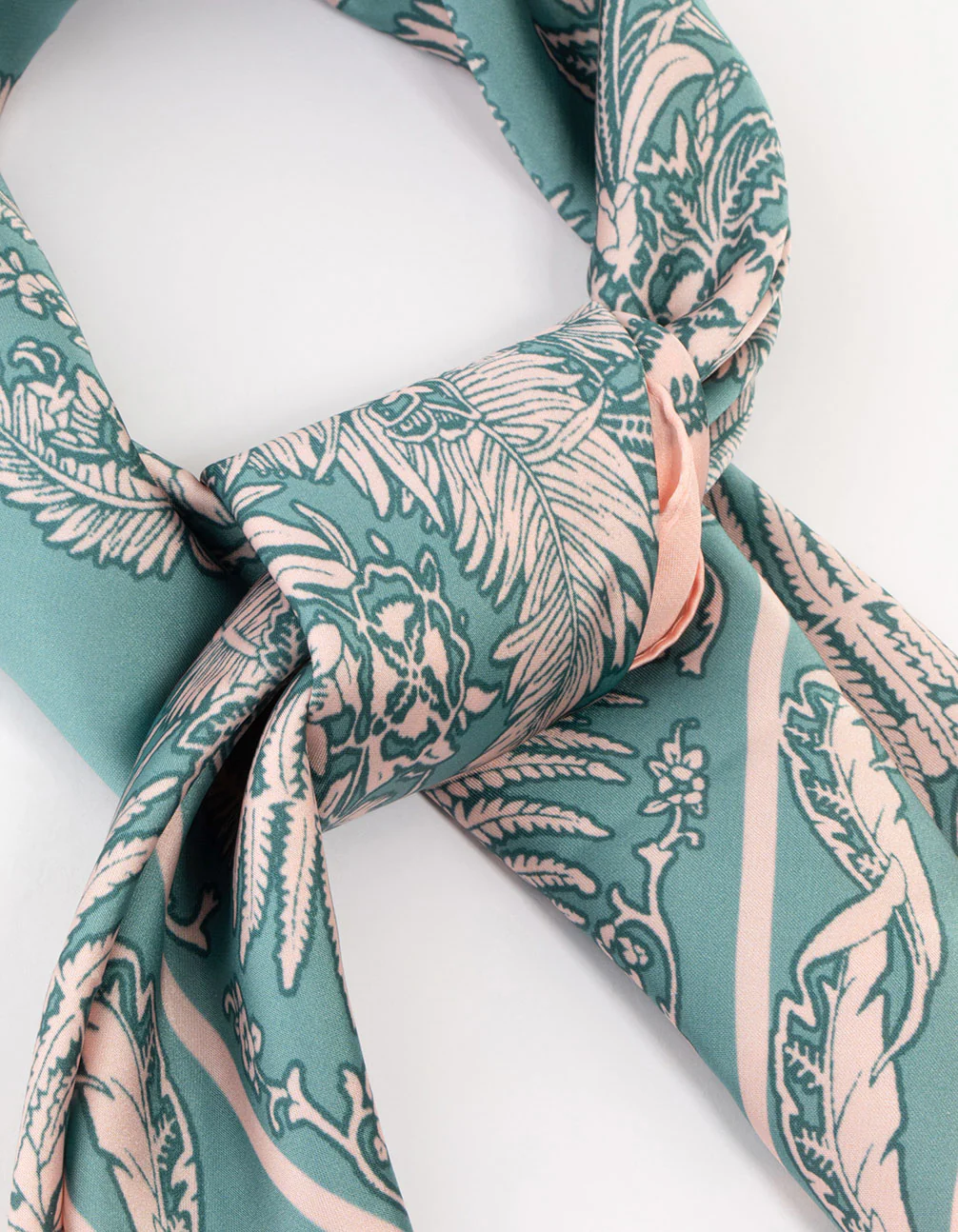 Pink & Blue Forest Print Satin Fabric Scarf - Image 2