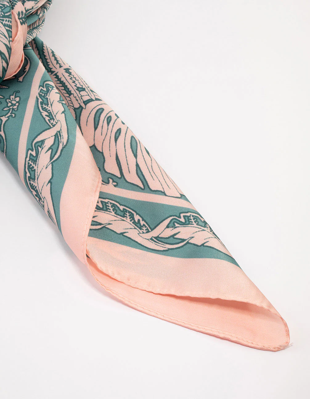 Pink & Blue Forest Print Satin Fabric Scarf - Image 3