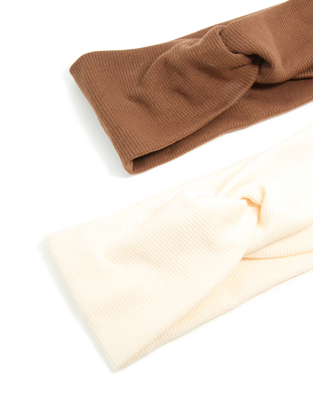 Pink & Brown Ribbed Fabric Twist Stretch Headbands 2-Pack - Image 2