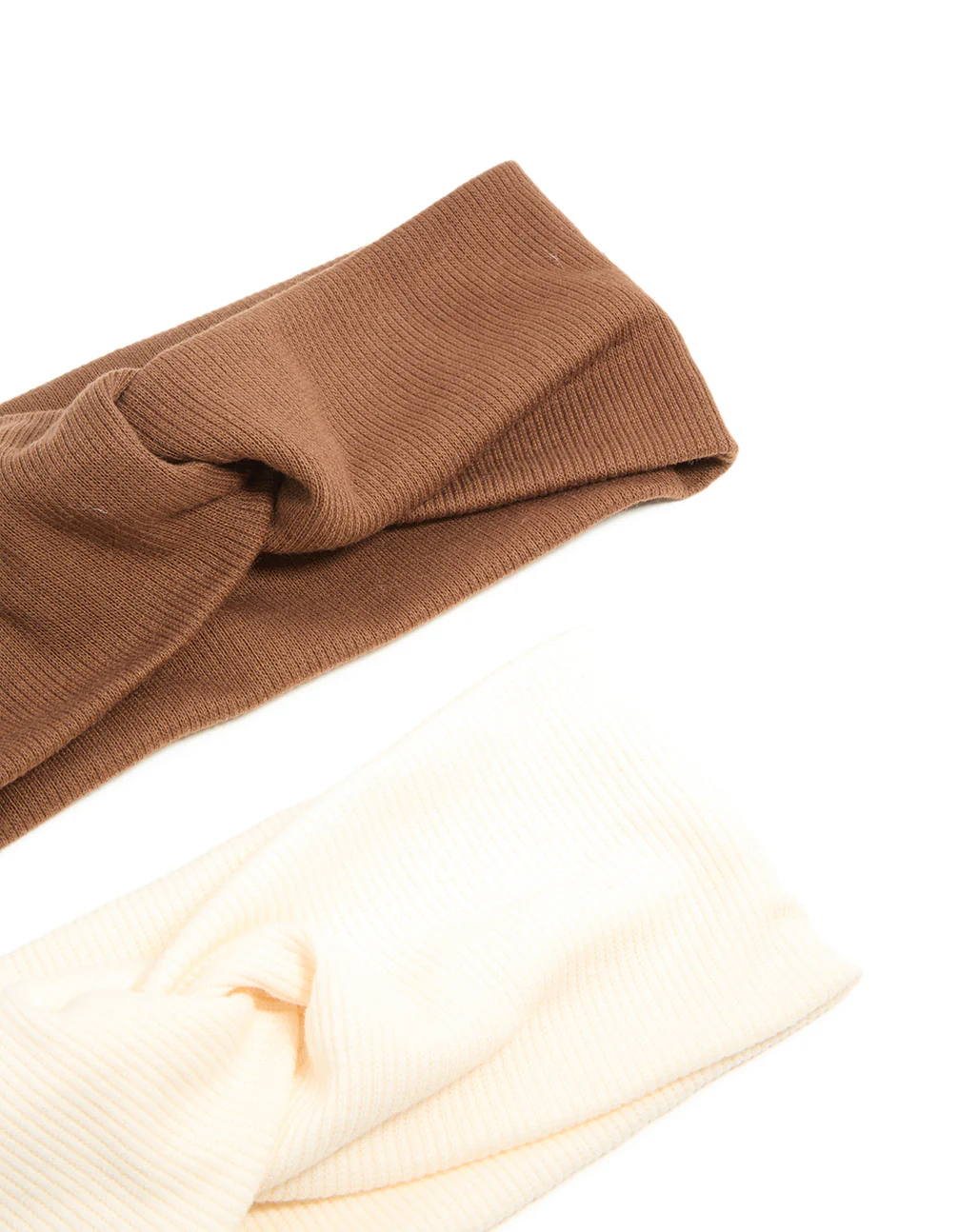 Pink & Brown Ribbed Fabric Twist Stretch Headbands 2-Pack - Image 3