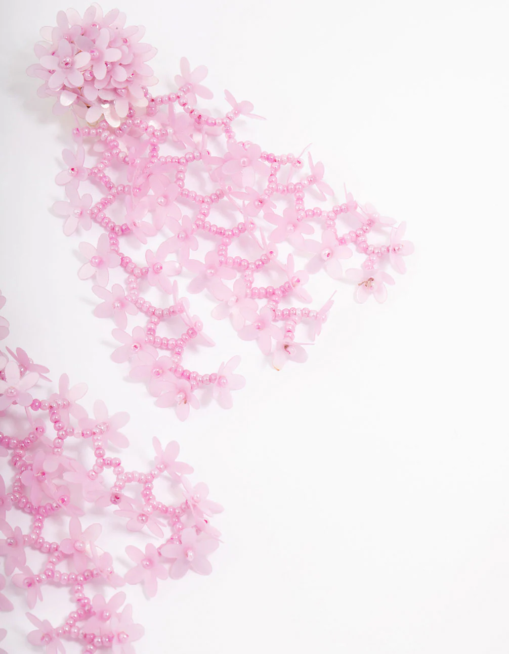 Pink Cluster Flower Drop Earrings - Image 3