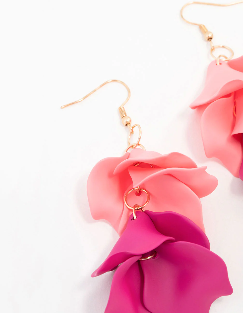 Pink Coated Petal Drop Earrings - Image 2